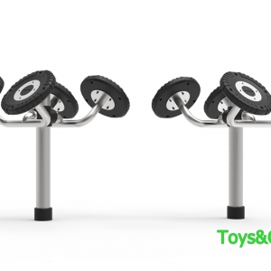 เครื่องออกกำลังกายกลางแจ้งผลิตจากแสตนเลส ชุด อุปกรณ์จานหมุนบริหารแขน แบบเล่นคู่