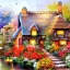 ภาพวาดสีน้ำบ้านริมธาร