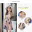 ชุดเดรสสั้นผ้าโปร่งสีน้ำตาลอ่อนลายปักดอกไม้ริบบิ้นผ้าซาตินสีน้ำตาลอ่อนกับสีน้ำเงิน สวยหวาน