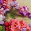 งานปักริบบิ้นแบบง่าย By Easy DIY ครอสติสคริสตัล รูปแจกันดอกไม้แสนหวาน