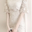 ชุดเดรสสั้นผ้าลูกไม้สีครีมแขนยาวข้อศอกระบายสวยๆ