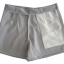 กางเกงขาสั้นเอวสูงขอบเรียบผ้าฮานาโกะ ซิปซ้าย กระเป๋าขวา สีเทา Size S M L XL